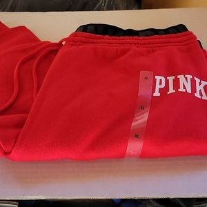 Pink, victoria's secret red sweatpants